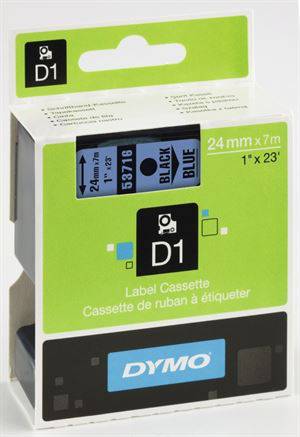 Dymo tape, 53716, 24mm x 7m Sort på blå