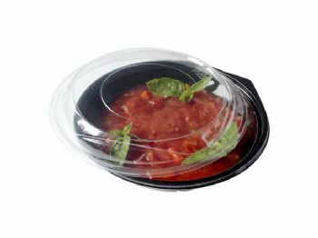 Plastbakke rund salatbowle APET sort 400ml v490 400stk/ka