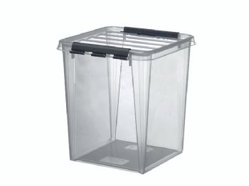 Plastkasse SmartStore transparent 70l m/låg 72x40x39cm