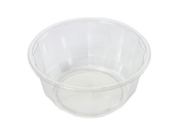 Plastbakke 16-kantet salatskål R-PET klar 1428ml 300stk/kar