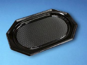 Cateringfad A-PET sort mellem 450×300×25mm oval 10x10stk/kar