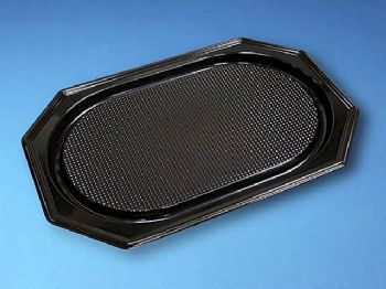 Cateringfad A-PET sort stor 550×360×30mm oval 10x10stk/kar