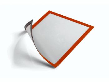 Skilt DURAFRAME® MAGNETIC A4 m/orange ramme 5stk/pak