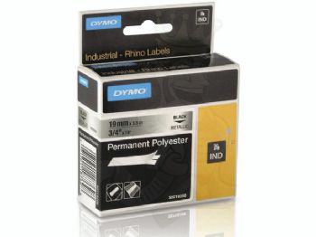 Labeltape DYMO Rhino 19mmx5,5m sort på metal poly perman