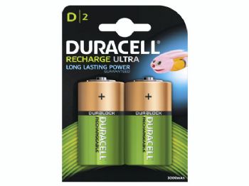 Batteri Duracell genopladelig D 3000mAh 2stk/pak