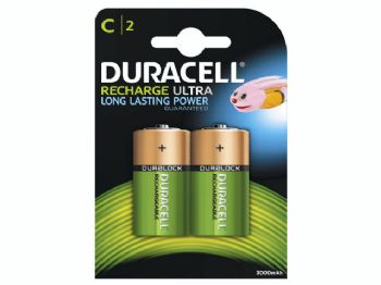 Batteri Duracell genopladelig C 3000mAh 2stk/pak