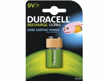 Batteri Duracell genopladelig 9V 170mAh 1stk/pak