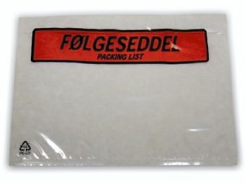 Følgeseddellommer 165x122mm m/tryk følgeseddel 1000stk/kar