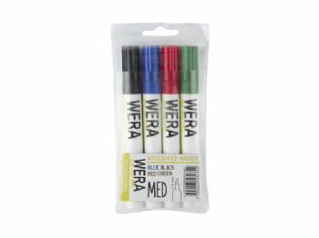 Whiteboardmarker WERA ass. rund spids 1-3mm  4stk/sæt