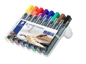 Marker STAEDTLER Lumocolor ass. 2mm rund spids 8stk/sæt