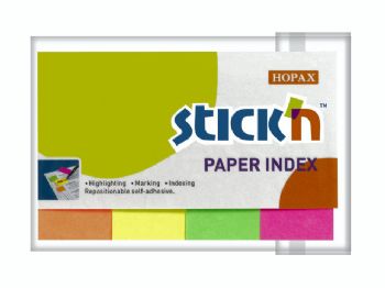 Indeksfaner Stick\'N Papir 4 ass. neon 50x20mm 4x50stk/pak