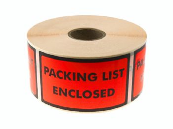 Etiketter tryk: Packing List Enclosed 120x70mm 1000stk/rul