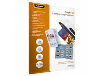 Lamineringslomme Fellowes A3 80g Easyfold 25-pak klar