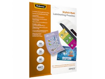 Lamineringslomme Fellowes A4 80g Stylish mat 25-pak