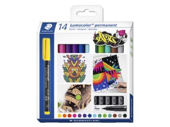 OHP-pen Lumocolor assorteret M 0,8-1mm 317 C14 permanent 14stk/pak