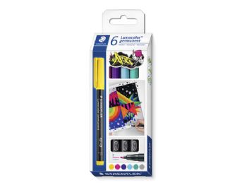 OHP-pen Lumocolor assorteret F 0,6mm 318 C6 permanent 6stk/pak