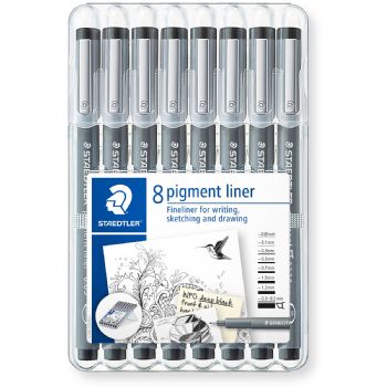 Fineliner pigment Staedtler 8 ass. str. sort