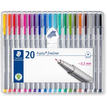 Staedtler Triplus finelinere sampak med 20 forskellige farvenuancer