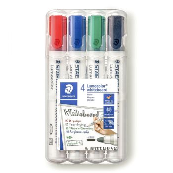 Whiteboardmarker Staedtler 351 dry-safe rund spids 2mm 4 Ass.