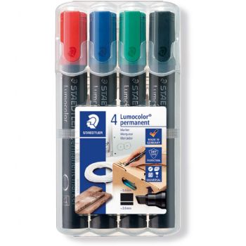 Staedtler Lumocolor 350 sampak med 4 skråskåret markere i assorterede farver