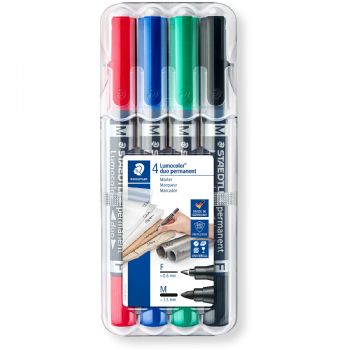 Staedtler Lumocolor Duo 348 sampak med 4 assorterede dobbelt spids markere