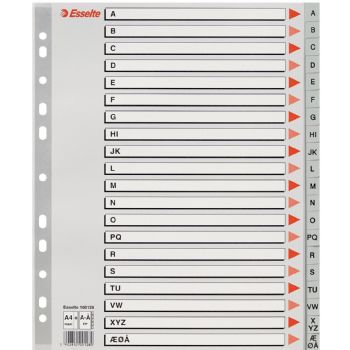 Faneblade/Maxi-Registre, A4, Grå, A-Å, 10 sæt