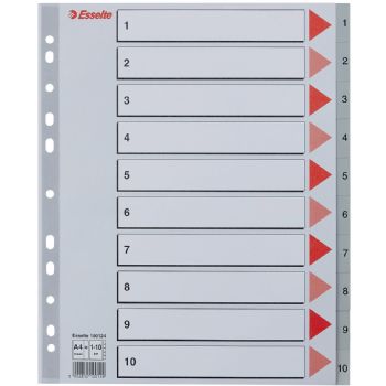 Faneblade/Maxi-Registre, A4, Grå, 1-10, 1 sæt