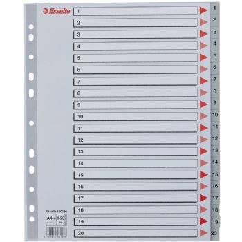 Faneblade/Maxi-Registre, A4 Grå, 1-20, 1 sæt