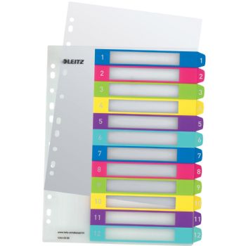 Leitz printbart register A4 med 12 tabs i farver