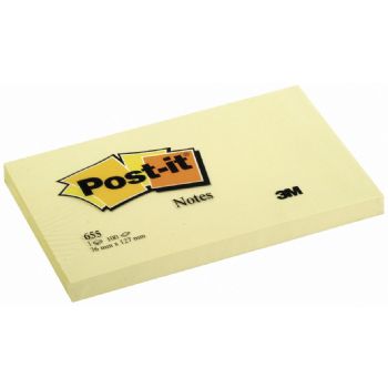 Memoblok Post-it 655 - 76 x 127mm i gul farve 12 pak