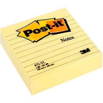 Memoblok Post-it 675L LIN - 10 x 10cm klassisk gul 300 stk