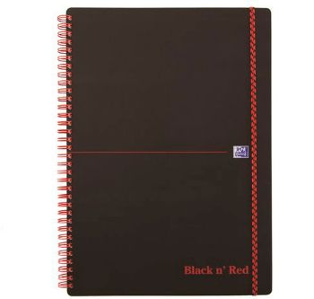 Oxford Black\'n\'Red spiralblok PP A4 kvadreret