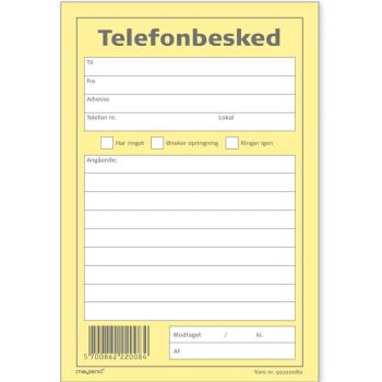 Telefonbeskedblok fra Mayland 10x14,8cm 100 blade