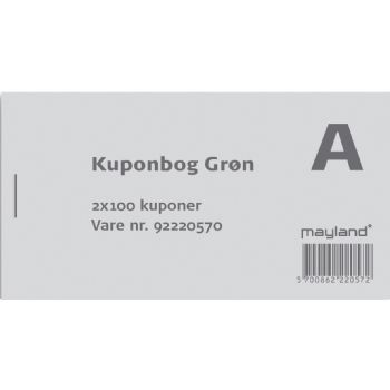 Kuponbog Mayland 130 x 70 mm med 2 x 100 blade, grøn