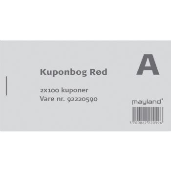 Kuponbog Mayland 130 x 70 mm med 2 x 100 blade, rød