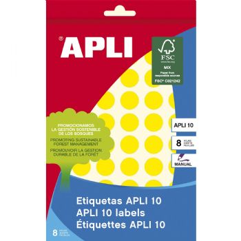 Apli Ø13 mm 616 farvedots etiketter gul