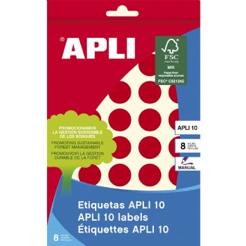 Apli Ø19 mm 320 farvedots etiketter rød