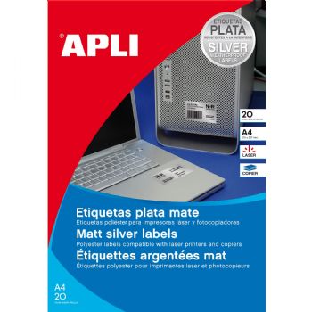 Apli 45,7 x 21,2 mm etiketter sølv