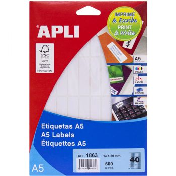 Apli 13 x 50 mm etiketter hvid