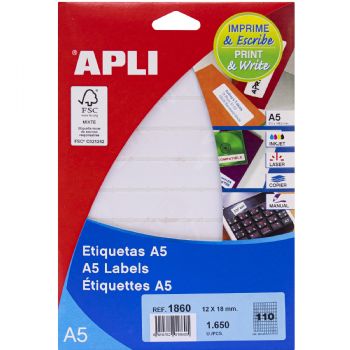 Apli 12 x 18 mm etiketter hvid