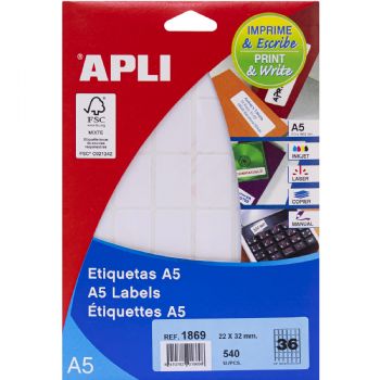 Apli 22 x 32 mm etiketter i hvid