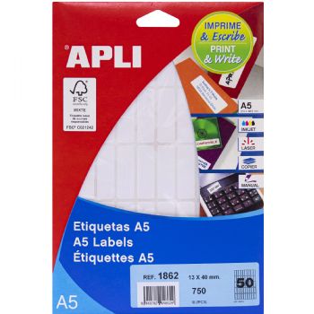 Apli 13 x 40 mm etiketter i hvid