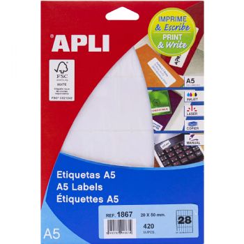 Apli 20 x 50 mm etiketter i hvid