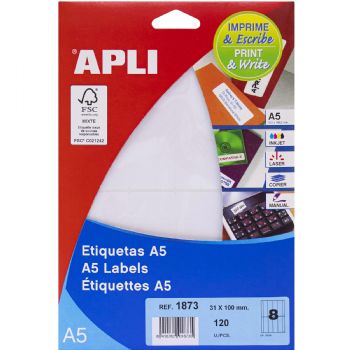 Apli 31 x 100 mm etiketter hvid