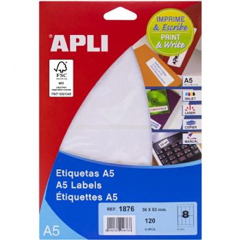 Apli 36 x 82 mm etiketter hvid