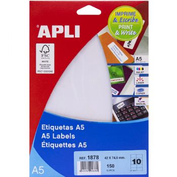 Apli 40 x 75 mm etiketter hvid