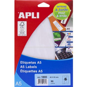 Apli 53 x 82 mm etiketter hvid