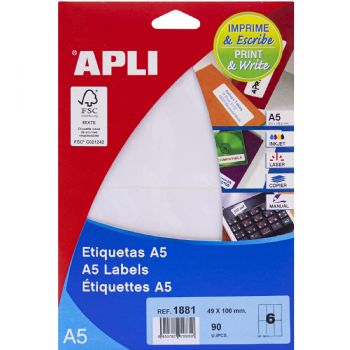 Apli 49 x 100 mm etiketter hvid