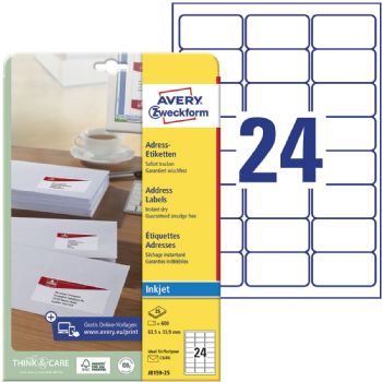 QuickDry etiket Avery J8159 Inkjet