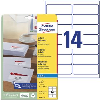 Avery J8163-25 etiket 99,1x38,1mm quickdry hvid